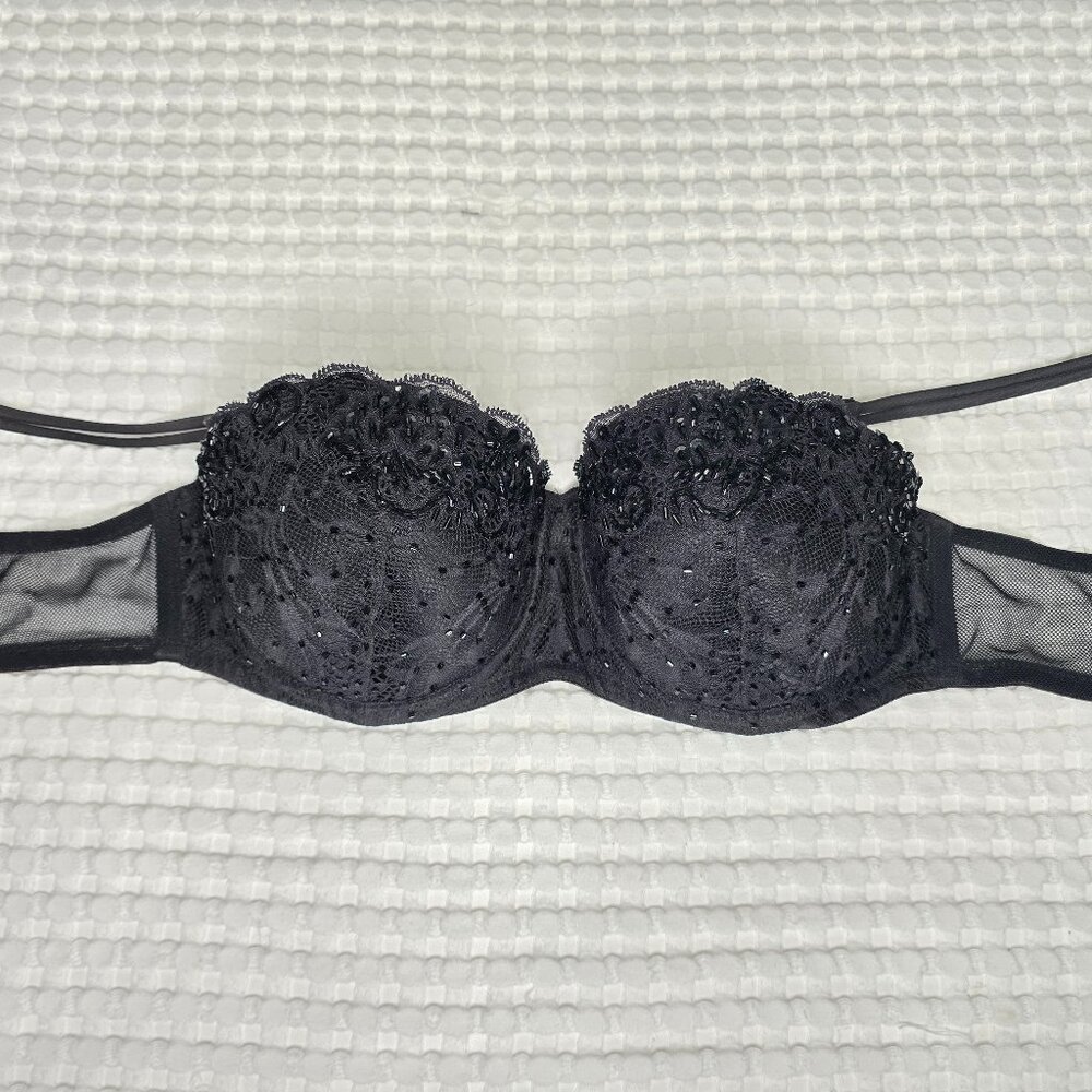 lace and beaded black pushup bra - vintage Victoria's Secret -late 80s/early 90s